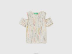 kremhvit Benetton barn t-skjorte med synlige skuldre 20TRB5283