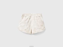 kremhvit Benetton barn tie-dye shorts med volanger 20TRB5462