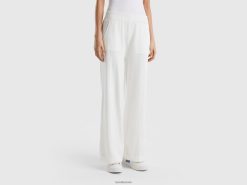 kremhvit Benetton kvinner strikke vide bukser 20TRB616