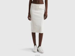 kremhvit Benetton kvinner svette blyantskjørt 20TRB927