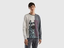 kremhvit Benetton menn Scooby-doo topp i varm bomull 20TRB4710