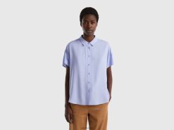 lavendel Benetton kvinner flytende skjorte i bærekraftig viskose 20TRB519