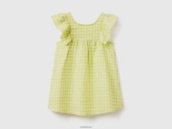 lime Benetton barn mønstret kjole i linblanding 20TRB2940