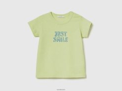 lime Benetton barn T-skjorte i økologisk bomull med trykk 20TRB5827