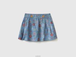 luftvåpen blå Benetton barn blomsterskjørt i bærekraftig viskose 20TRB3290