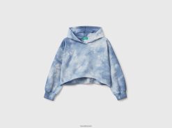 luftvåpen blå Benetton barn cropped tie-dye hettegenser 20TRB5354