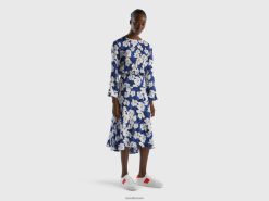 luftvåpen blå Benetton kvinner flytende blomsterkjole 20TRB4026