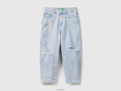 lyse blå Benetton barn baggy fit jeans med rifter 20TRB2654