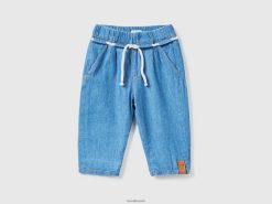 lyse blå Benetton barn lett bukse med baggy passform 20TRB3226
