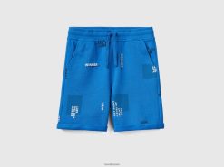 lyse blå Benetton barn mønstrede svette bermudaer 20TRB1901