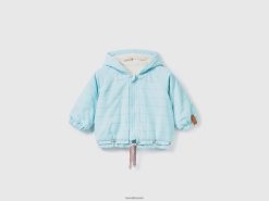 lyse blå Benetton barn stripete jakke med hette 20TRB3070