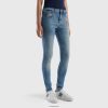 lyse blå Benetton kvinner push up-jeans med tynn passform 20TRB4148