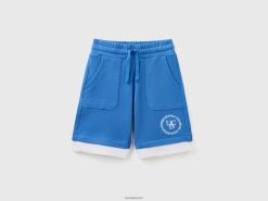 lyseblå Benetton barn bermudaer med lommer og snøring 20TRB1974