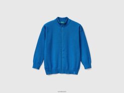 lyseblå Benetton barn bomullskortigan med glidelås 20TRB6046