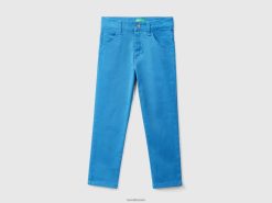 lyseblå Benetton barn fem-lommers slim fit bukser 20TRB5171