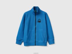 lyseblå Benetton barn genser i ren bomull med glidelås 20TRB4850