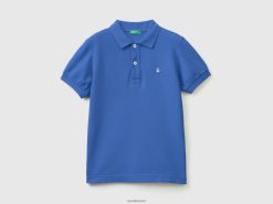 lyseblå Benetton barn slim fit polo i 100 % økologisk bomull 20TRB4902