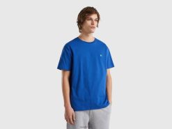 lyseblå Benetton menn Basic t-skjorte i 100 % økologisk bomull 20TRB1267