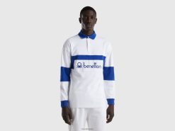 lyseblå Benetton menn rugbypolo i økologisk bomull 20TRB4596