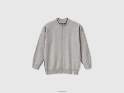 lysegrå Benetton barn bomullskortigan med glidelås 20TRB3396