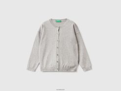 lysegrå Benetton barn cardigan med glitrende knapper 20TRB3457