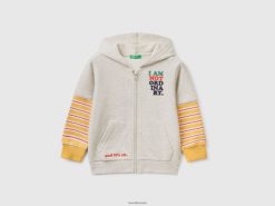 lysegrå Benetton barn hettegenser med doble ermer 20TRB5129