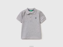 lysegrå Benetton barn mikromønstret polo med smal passform 20TRB2295