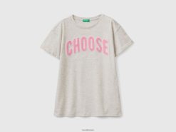 lysegrå Benetton barn oversized t-skjorte med broderi 20TRB5216