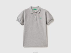 lysegrå Benetton barn slim fit polo i 100 % økologisk bomull 20TRB4897