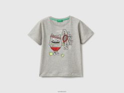 lysegrå Benetton barn t-skjorte med dyreprint 20TRB2205