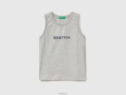 lysegrå Benetton barn tank topp i 100 % økologisk bomull med logo 20TRB2226