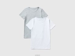 lysegrå Benetton barn to t-skjorter i stretchbomull 20TRB2403