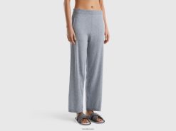 lysegrå Benetton kvinner bukser i kashmirblanding 20TRB905
