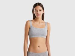 lysegrå Benetton kvinner super stretch bh i økologisk bomull 20TRB4350