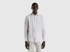 lysegrå Benetton menn skjorte i rent lin 20TRB4545