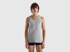 lysegrå Benetton menn tank topp i økologisk stretchbomull 20TRB4730