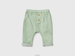 lysegrønn Benetton barn bukser i stretch bomullsblanding 20TRB3267
