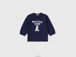 mørke blå Benetton barn bomullsgenser med innlegg 20TRB6114