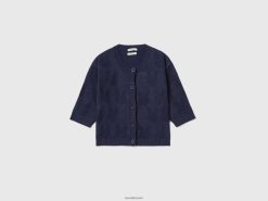 mørke blå Benetton barn cardigan i resirkulert bomullsblanding 20TRB3474