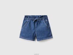 mørke blå Benetton barn øko-resirkulert denim paperbag shorts 20TRB3037
