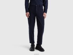 mørke blå Benetton kvinner beskåret bukse med rette ben 20TRB4623