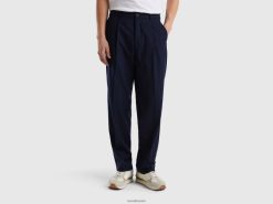 mørke blå Benetton kvinner flytende bukser med løs passform 20TRB1419