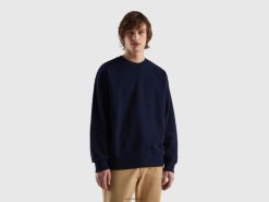 mørke blå Benetton menn Genser i 100 % bomull 20TRB1326