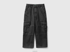 mørkegrå Benetton barn løs passform cargo bukser 20TRB4949