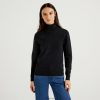 mørkegrå Benetton kvinner koksgrå turtleneck-genser i ren merinoull 20TRB3706