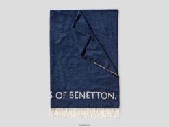 mørkegrå Benettonfrynsete teppe med logo 20TRB3378