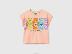 myk rosa Benetton barn care bears t-skjorte i 100 % bomull 20TRB5296