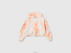 myk rosa Benetton barn cropped tie-dye hettegenser 20TRB2521
