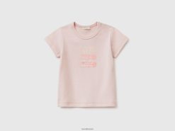 myk rosa Benetton barn t-skjorte i 100% økologisk bomull 20TRB5776