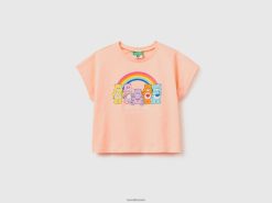 myk rosa Benetton barn t-skjorte med omsorgsbjørnetrykk 20TRB5225